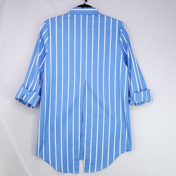 L’AGENCE Layla Tunic Blouse Back Vent Womens Small Oversized Button Front Stiped - Picture 3 of 15